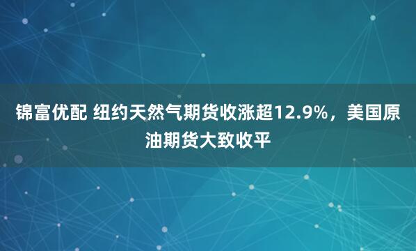 锦富优配 纽约天然气期货收涨超12.9%，美国原油期货大致收平